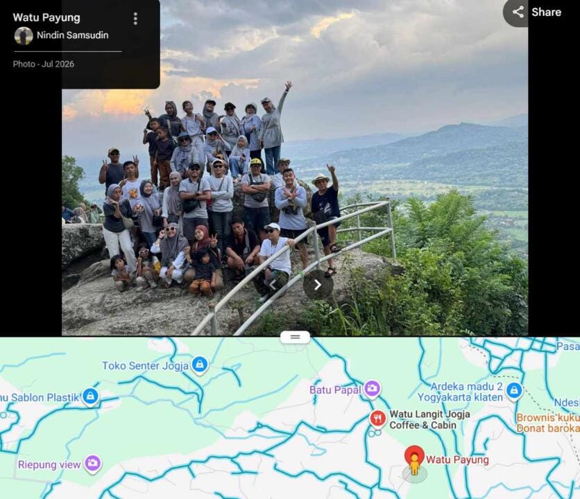 Watu Payung Yogyakarta, Gardu Pandang dengan Panorama Pegunungan Sewu dan Sungai Oya
